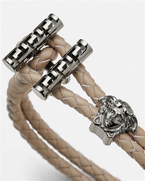 versace greek bracelet|Versace braided leather charm bracelet.